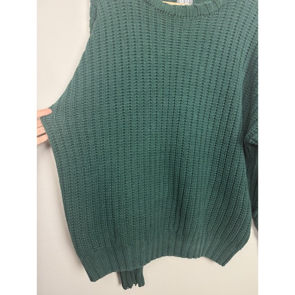 Vintage Gap Chunky Knit Green Sweater Fisherman Pullover Heritage Preppy Ivy LG - Picture 3 of 7